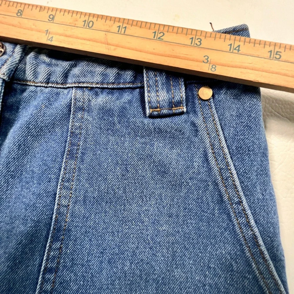 Callie Cargo Jeans Women L Blue Medium Wash Wide Leg Utility Bungee Hem Gorpcore - Picture 6 of 14